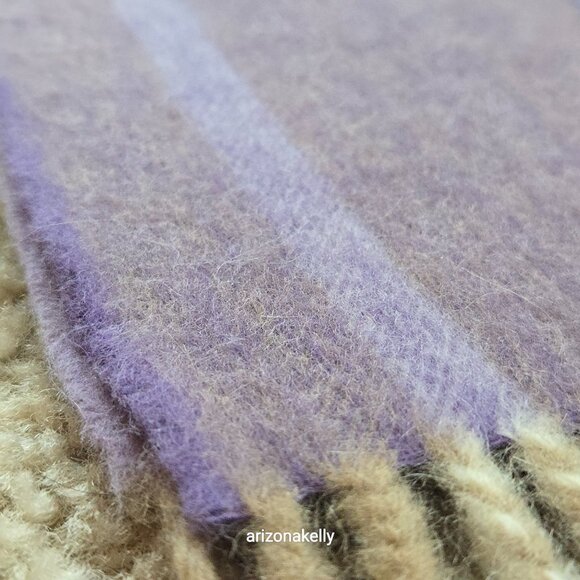 Luxurious Cashmere Scarf Purple Plaid Thick Plush - Picture 8 of 13